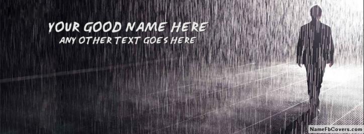 Alone Boy In Rain Facebook Cover With Name