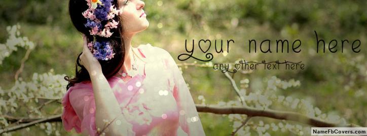 Cool Flowers Head Girl Facebook Cover With Name