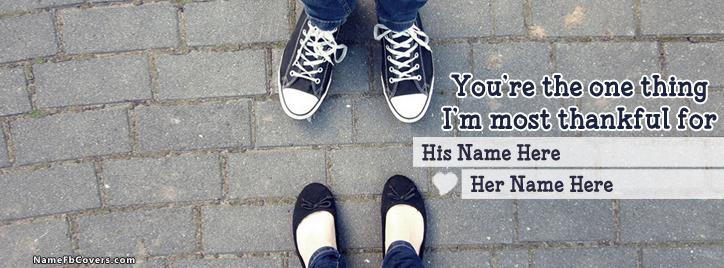 Couple Shoes Facebook Cover With Name