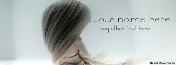 Cute Long Hair Doll Facebook Cover With Name