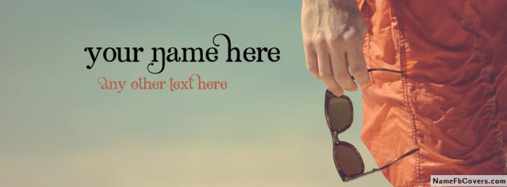 Glasses Guy On Beach Facebook Cover With Name