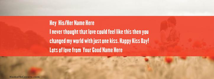Happy Kiss Day Facebook Cover With Name