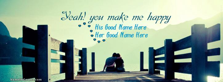 Happy Romantic Couple Facebook Cover With Name