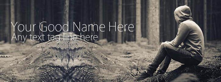 Alone Boy in Forest Facebook Cover With Name