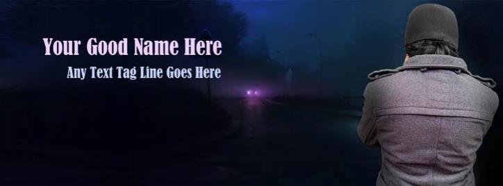 Alone Boy on Way Facebook Cover With Name