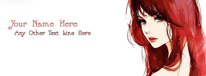 Beautiful Red Hair Girl Facebook Cover With Name
