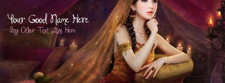 Beautiful Traditional Girl Facebook Cover With Name