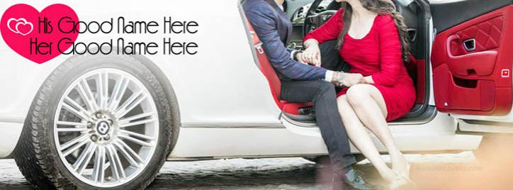 Best Couple Love Car Facebook Cover With Name