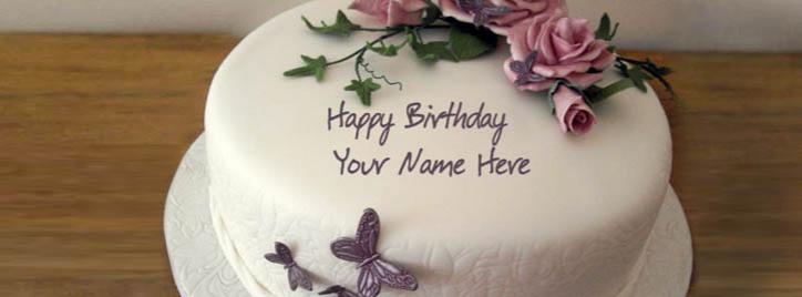 Birthday Flower Cake Facebook Cover With Name