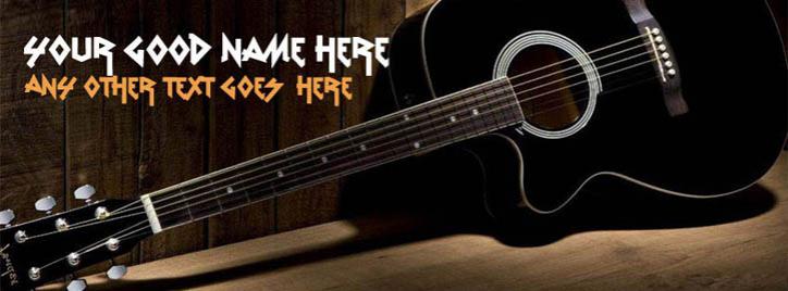 Black Guitar Facebook Cover With Name