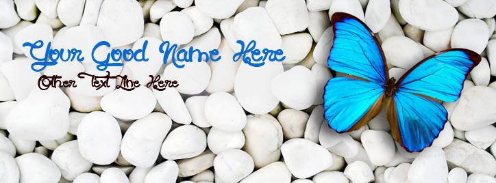 Blue Butterfly Facebook Cover With Name