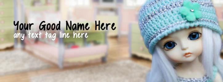 Cute Little Doll Facebook Cover With Name