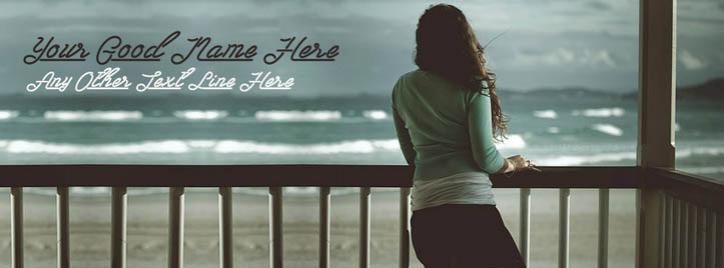 Girl Enjoying Sea View Facebook Cover With Name