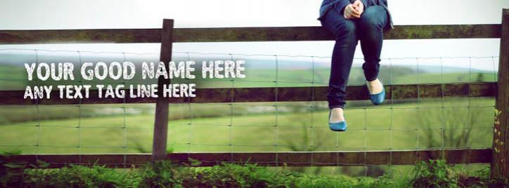 Girl sitting on fence Facebook Cover With Name