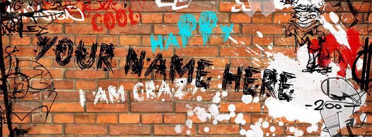 Graffiti Wall I am Crazy Cool Happy Facebook Cover With Name