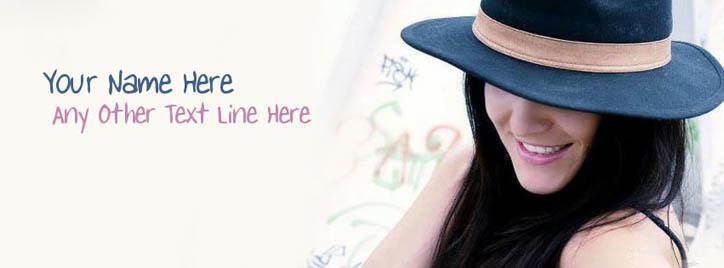Hat Girl Smiling - Tag Line Facebook Cover With Name