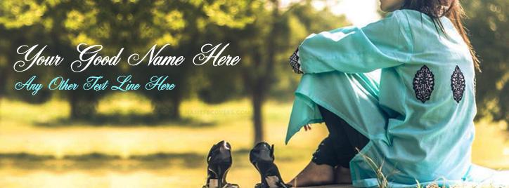 Lonely girl waiting Facebook Cover With Name