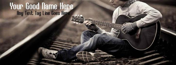 Lonely Guitar Boy Facebook Cover With Name