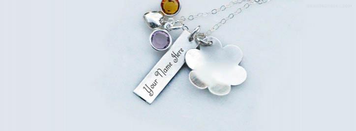 Lovely Silver Necklace Facebook Cover With Name