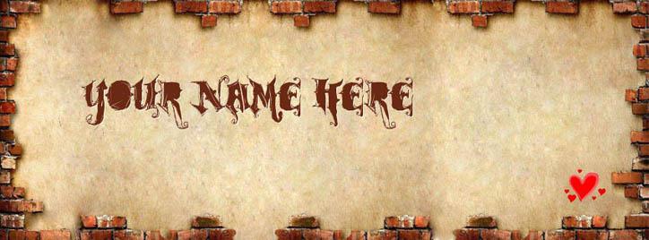 Old Bricks Wall Facebook Cover With Name