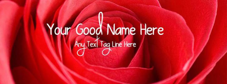 Red Rose Closeup Facebook Cover With Name