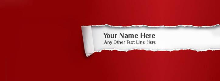 Red Torn Paper Facebook Cover With Name