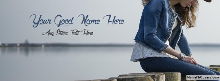 Stylish Girl Waiting Facebook Cover With Name