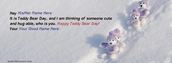 Teddy Bear Day Wish Facebook Cover With Name