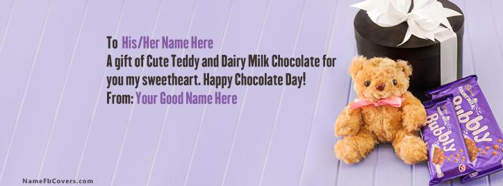Unique Chocolate Day Wish Facebook Cover With Name