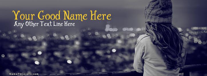 Winter Girl Waiting Facebook Cover With Name