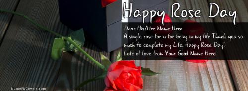 Best Rose Day Wish FB Cover With Name 