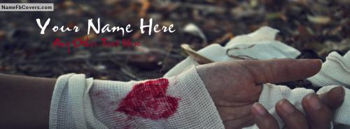Broken Heart Hand Dressing FB Cover With Name 