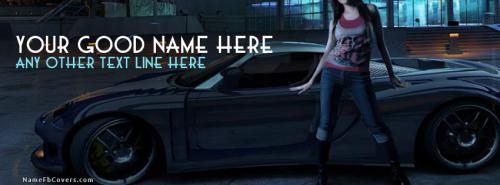 Girl and Car FB Cover With Name 