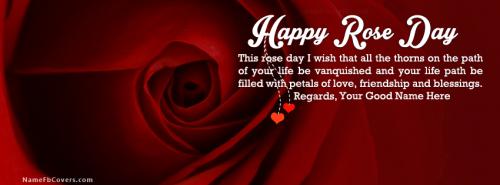 Happy Rose Day Greeting FB Cover With Name 
