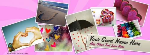 Hearts Love FB Cover With Name 