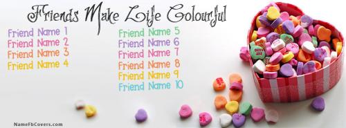 10 Friends Colourful FB Cover With Name 
