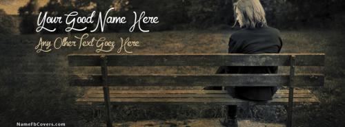 Alone Boy Sitting on Bench FB Cover With Name 