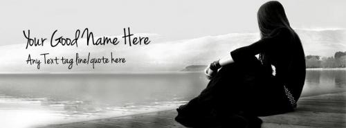 Alone Girl in Black FB Cover With Name 