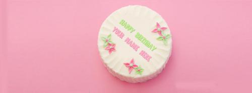 Beautiful Birthday Cake FB Cover With Name 
