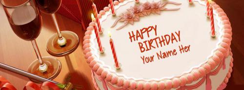 Birthday Cake FB Cover With Name 
