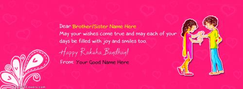 Brother Sister Rakhi Wish FB Cover With Name 