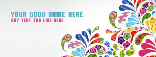 Colorful Floral Art FB Cover With Name 