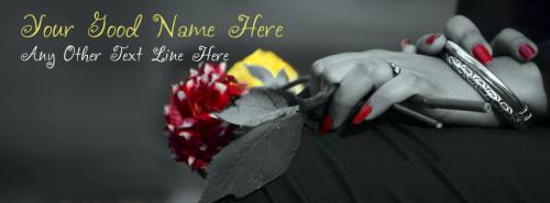 Flowers in Girl Hands FB Cover With Name 