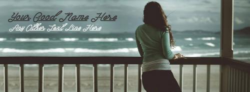 Girl Enjoying Sea View FB Cover With Name 
