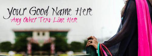 Girl in Black and Pink FB Cover With Name 