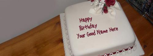 Happy Birthday Cake FB Cover With Name 