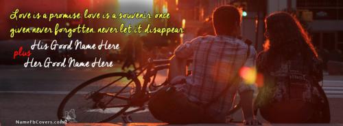 Love is a promise FB Cover With Name 