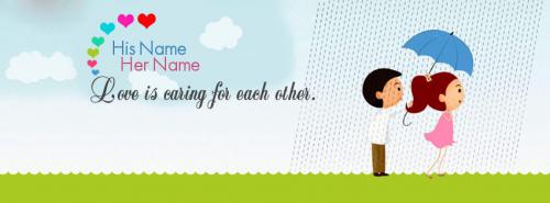 Love is caring each other FB Cover With Name 
