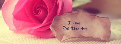 Pink Rose with Love Note FB Cover With Name 