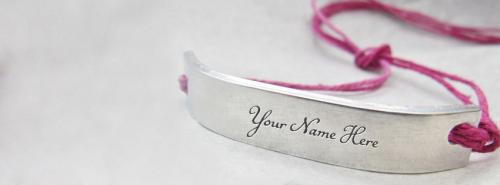 Pink Silver Personalized Bracelet FB Cover With Name 